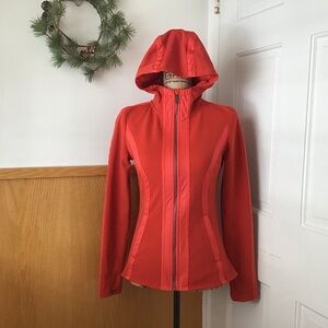 Athleta Verbier Zip Hoodie Softshell Orange Jacket